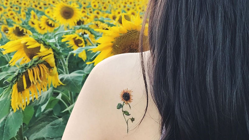 Small Sunflower Temporary Tattoo  neartattoos