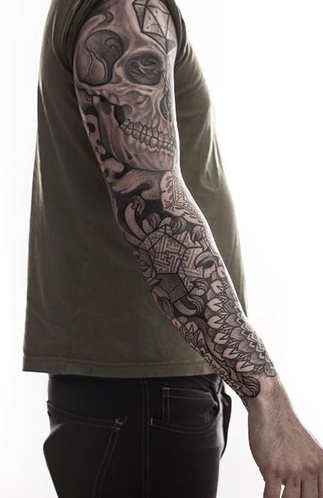 Venetian Tattoo Gathering : Tattoos : Evil : Bio skull demon arm sleeve