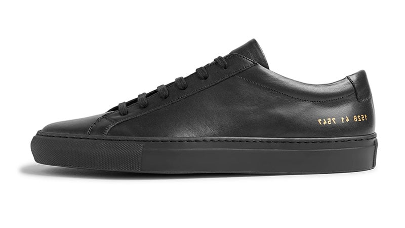 black on black leather sneakers