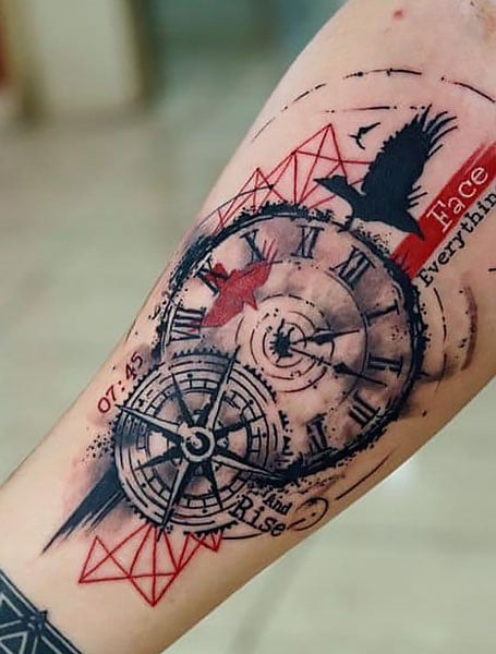 Top 73 compass and clock tattoo super hot  thtantai2