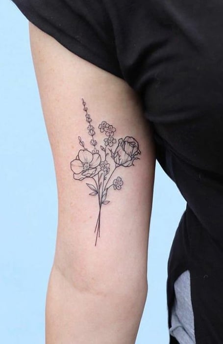 Minimalist tattoo boho flowers floral decoration Vector Image