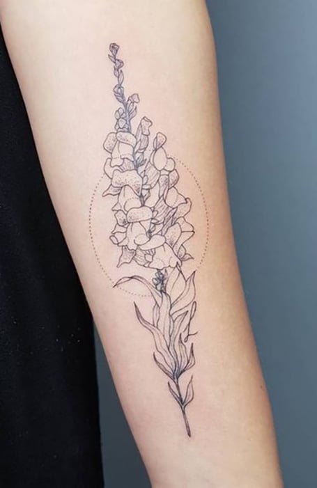 Poppy flower tattoo located on the bicep fine line