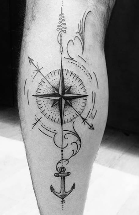 Anchor rope and compass tattoo  Tattoogridnet