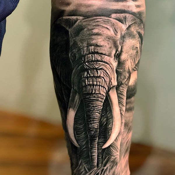 Simple Elephant Head Tattoo Design