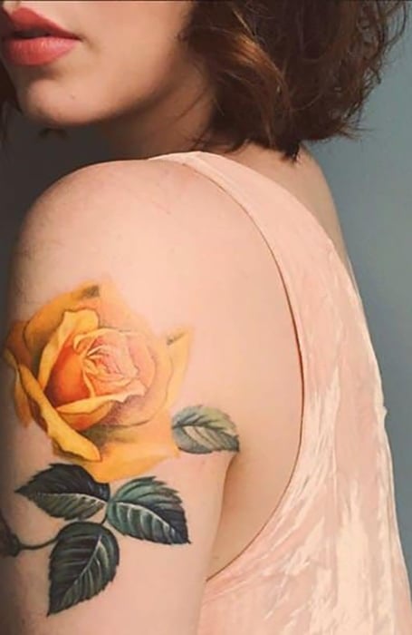 Yellow rose by Mary Funderburk at Jinx Proof in Washington DC  rtattoos