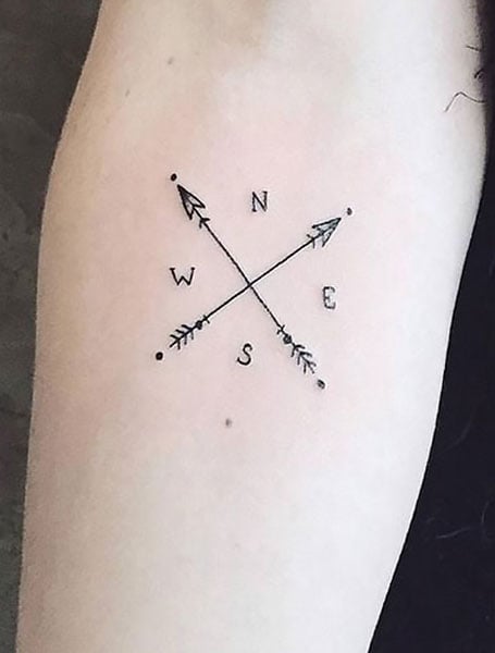 small simple compass tattoo