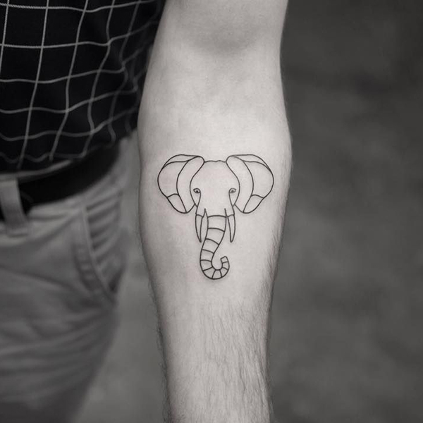 Minimal Elephant Line Tattoo Design  Noon Line Art