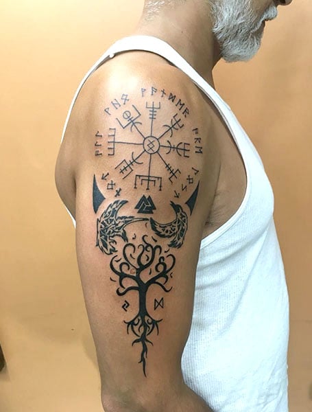 compass tattoo back