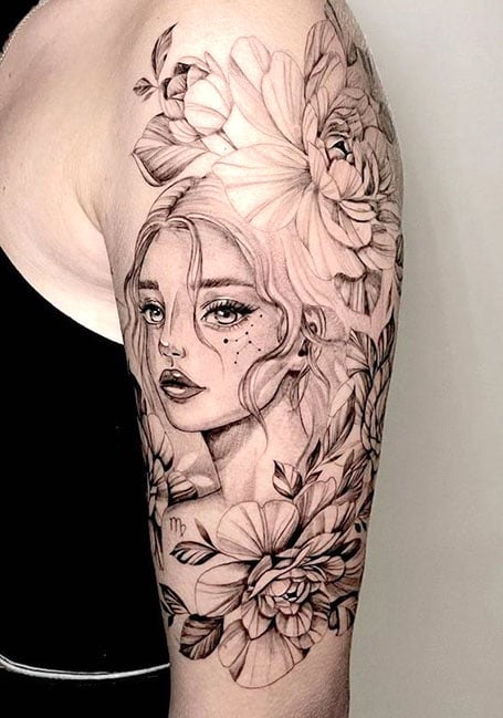 Details 67+ portrait tattoos with flowers super hot - in.cdgdbentre