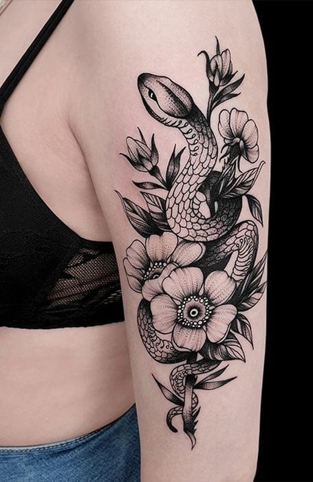 36 Best Snake And Flower Tattoo Designs  Meanings  Page 5 of 6  PetPress