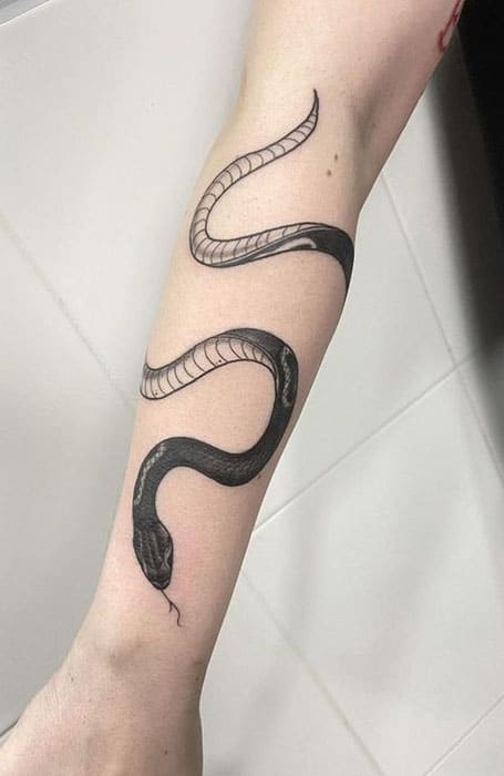 wrap around snake done last year by josh at black labyrinth tattoo  easthampton ma  rtattoos