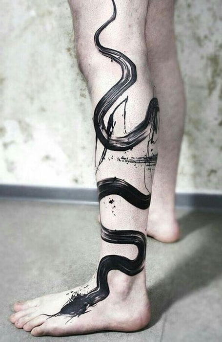 Tattoo uploaded by Alexey Vorobyov  snake around the leg snake  blacktattoo  Tattoodo