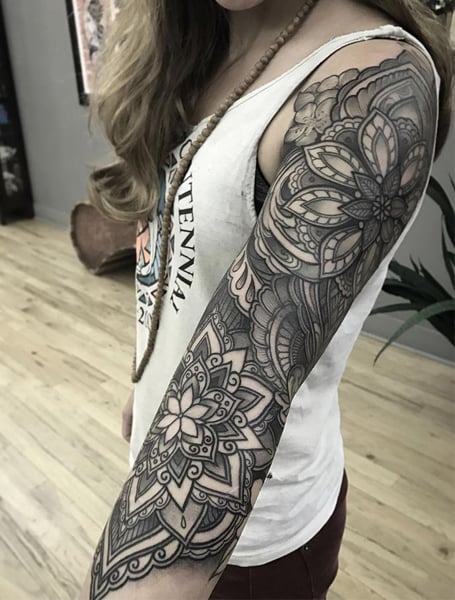 40 Beautiful Tattoo Sleeve Ideas for Women  Moms Got the Stuff  Feminine tattoo  sleeves Lace sleeve tattoos Feminine tattoos