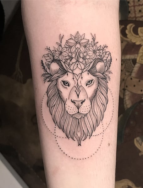 Tattoo studio in Dorset UK  Peep this gorgeous lion mehndi sternum piece  by