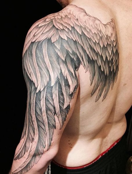 Tattoo Fallen angel Coverup angel monochrome bird png  PNGEgg