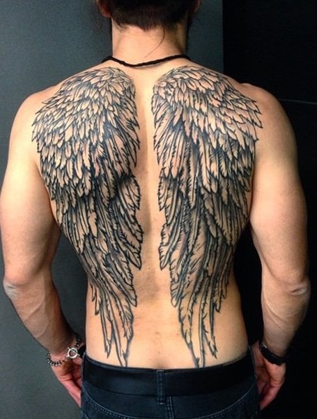 Neck BlackGrey Wings tattoo at theYoucom