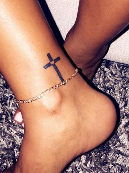 Tattoo tagged with cross foot rosary christian ankle religious   inkedappcom