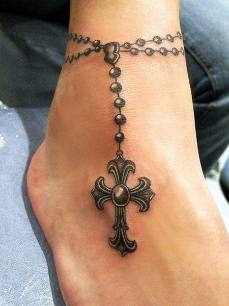 Top 61 ankle bracelet tattoo with cross  POPPY