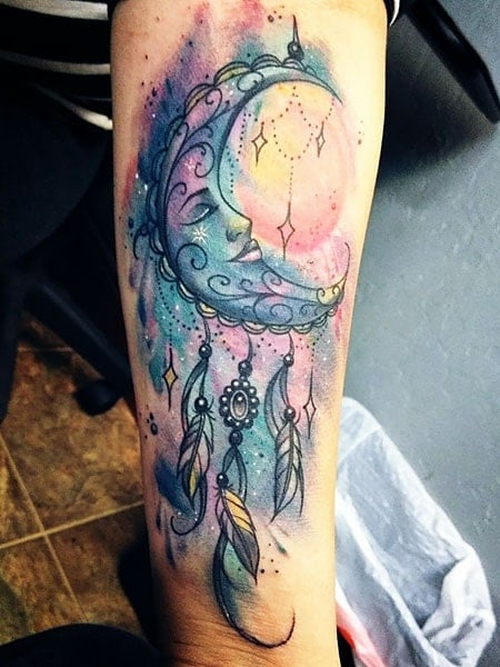 19 Magnificent Moon Dream Catcher Tattoo Designs Youll Be Obsessed With   Trendy Pins