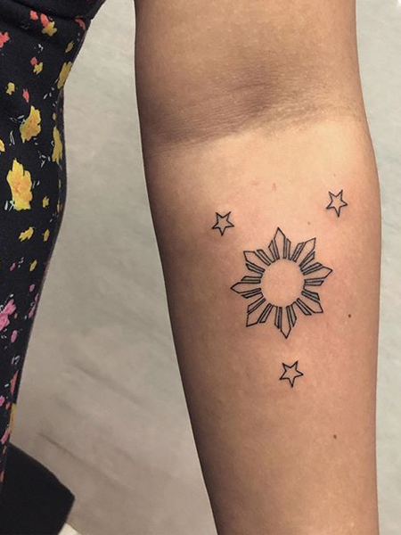 Clare Lynne Ramirez on Twitter First tattoo  Design inspired by the sun  and stars on the flag of the Philippines httpstcogDwgZFcmD8  Twitter