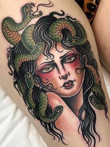 Matt C Tattoo  Medusa thigh for Glenn  thanks Kinda angryswollen   Facebook