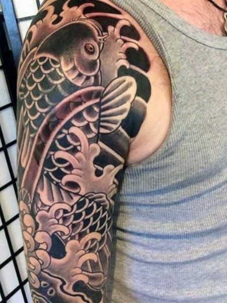 Black and grey koi fish tattoo GwanSoon Tattoos  Piercings   gwansoontattoos  Instagram photos and videos  Sleeve tattoos Life  tattoos Koi tattoo