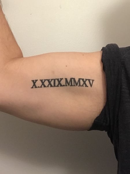 Shoulder tattoo Anniversay tattoo in roman numeral   mntattooart   TikTok