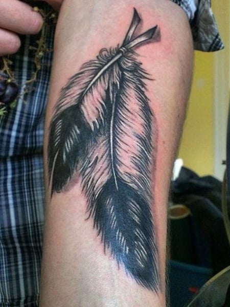 Big Feather On Finger  Feather tattoos Bird tattoos arm Feather with  birds tattoo