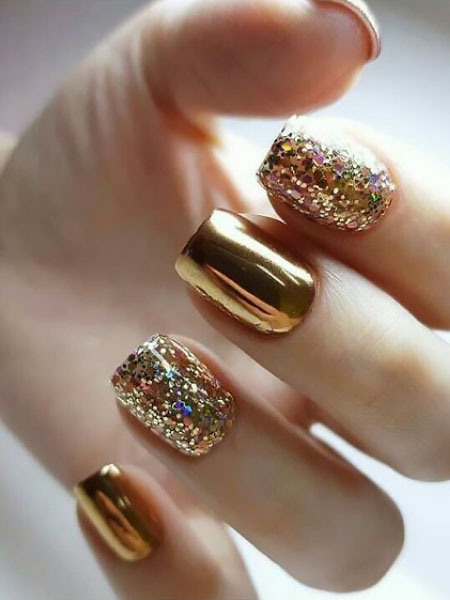 Louis Vuitton nails  Golden nails, Nails, Black chrome nails