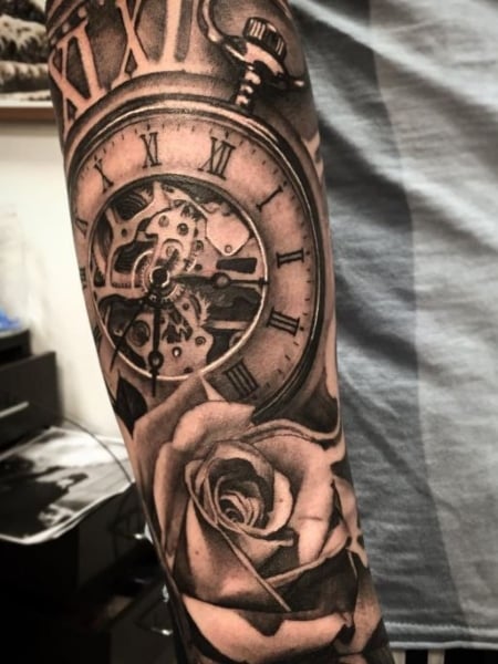 Buy Tattoo Design and Stencil Clock and Rose Tattoo Design Online in India   Etsy
