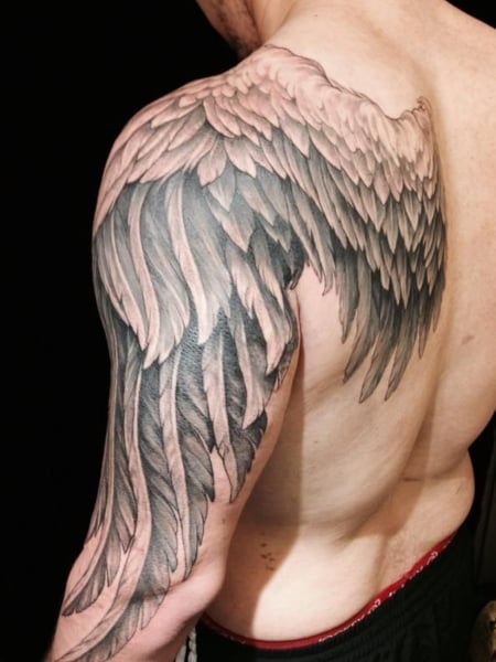 male angel warrior tattoo