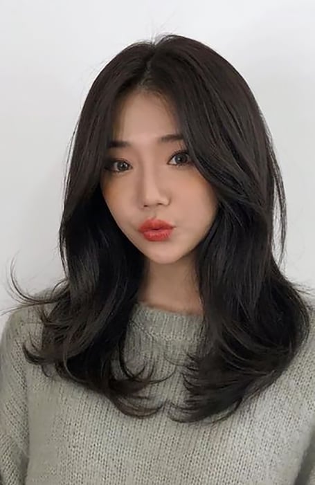 Korean Long Hair Style With Bangs Asian Hairstyles Hair Wavy Amazing Colored Pretty Fascinating