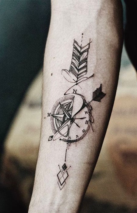Compassclock tattoo Find your true north Follow me foreverwild1 for  more  Arrow tattoos Small arm tattoos Tattoos for guys