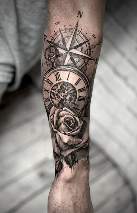 Compass Clock  Money Sleeve  Clock tattoo sleeve Tattoos for women half  sleeve Sleeve tattoos