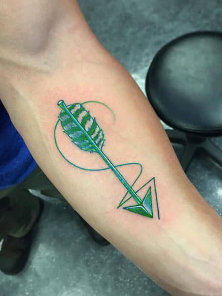 arrows names lettering forearmtattoo tattoo studio13tattoomg  Arrow  tattoos Name tattoos Tattoos