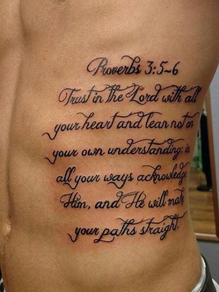 Inspirational Quote Tattoos on the Ribcage