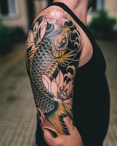 40 Koi Fish Tattoos  Japanese And Chinese Designs  Koi fish tattoo  Japanese koi fish tattoo Koi fish drawing