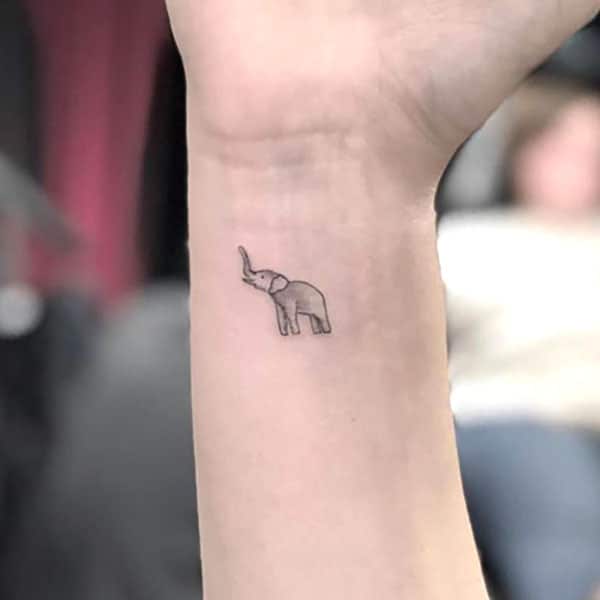 small elephant outline tattoos