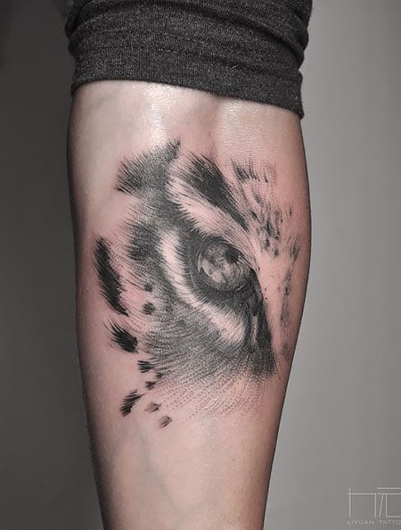 Premium Vector  Black tiger eye logo symbol on white background stencil  design tattoo vector illustration