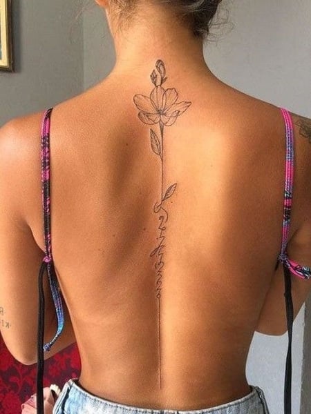 December Birth Month Flower Spine Tattoo – Weronika.inkss