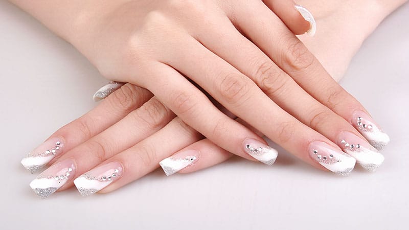 french tip nail designs with diamonds
