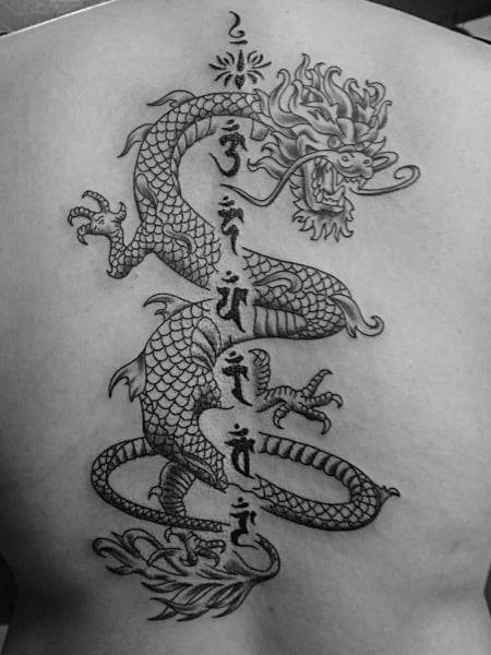 Tiger Lotus Tattoo and Piercing Inc  Blackwork Dragon down spine Tattoo  by Felicia  Facebook