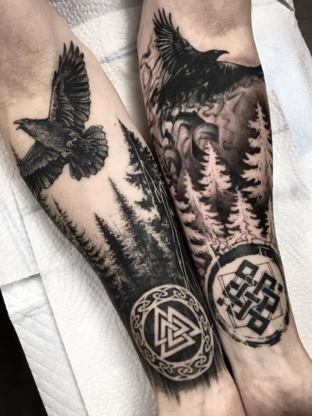 True Til Death Tattoo  Viking raven and Thors hammer piece by  jimlonghursttattoos who has space tomorrow and next week For  appointments please email jimltattooerGmailcom or drop us a message on  here 