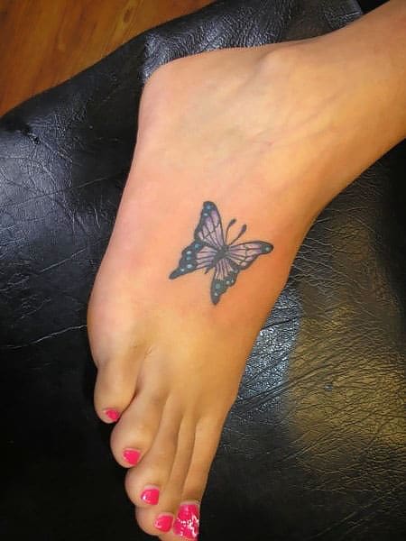 Minimal Dragonfly Tattoo On Foot