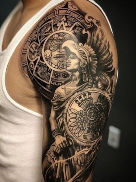 Indian Skull Warrior Temporary Tattoo Sticker - OhMyTat