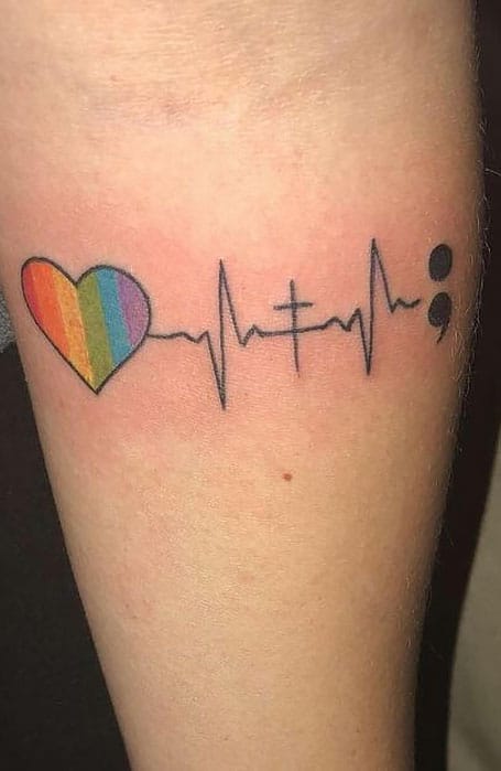 A Mix of Arrow Heartbeat and Semicolon Tattoo for Moving Ahead  New  tattoos Tattoo designs Tattoo designs wrist