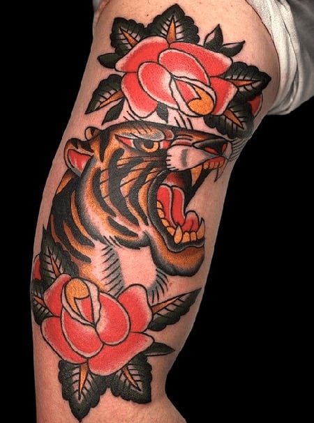 Discover 79 tiger tattoos with flowers best  thtantai2