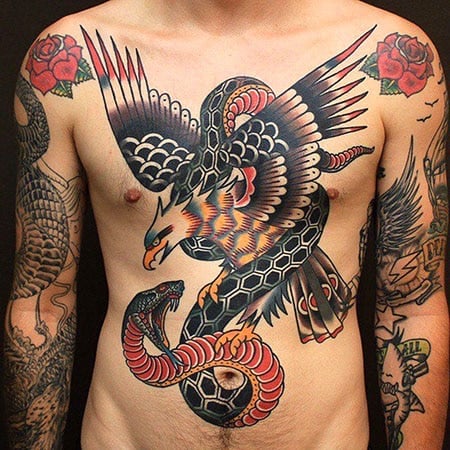 Traditional Eagle with Snake  Oliver Peck  Elm Street Tattoo DallasTX   rtattoos