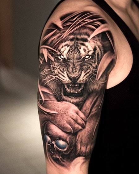 Violent Tattoo Skull in Tiger  Best Tattoo Ideas Gallery