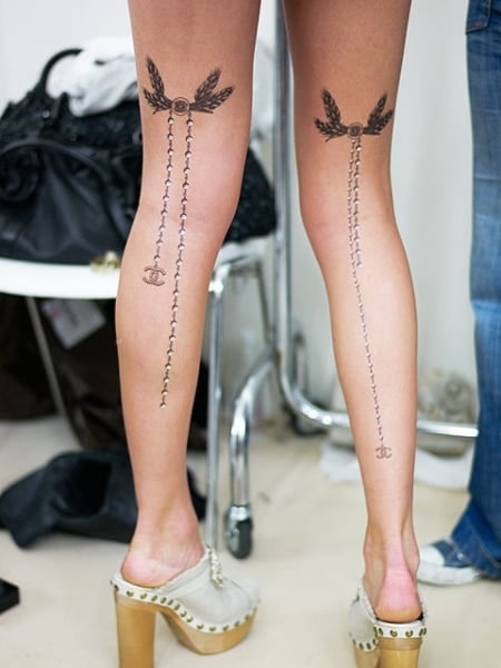 Angel Wings Leg Tattoo  Leg tattoos women Leg tattoos Band tattoo designs